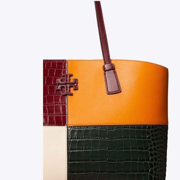 Tory Burch Mcgraw Embossed Color-Block Tote - Picture 4 of 5